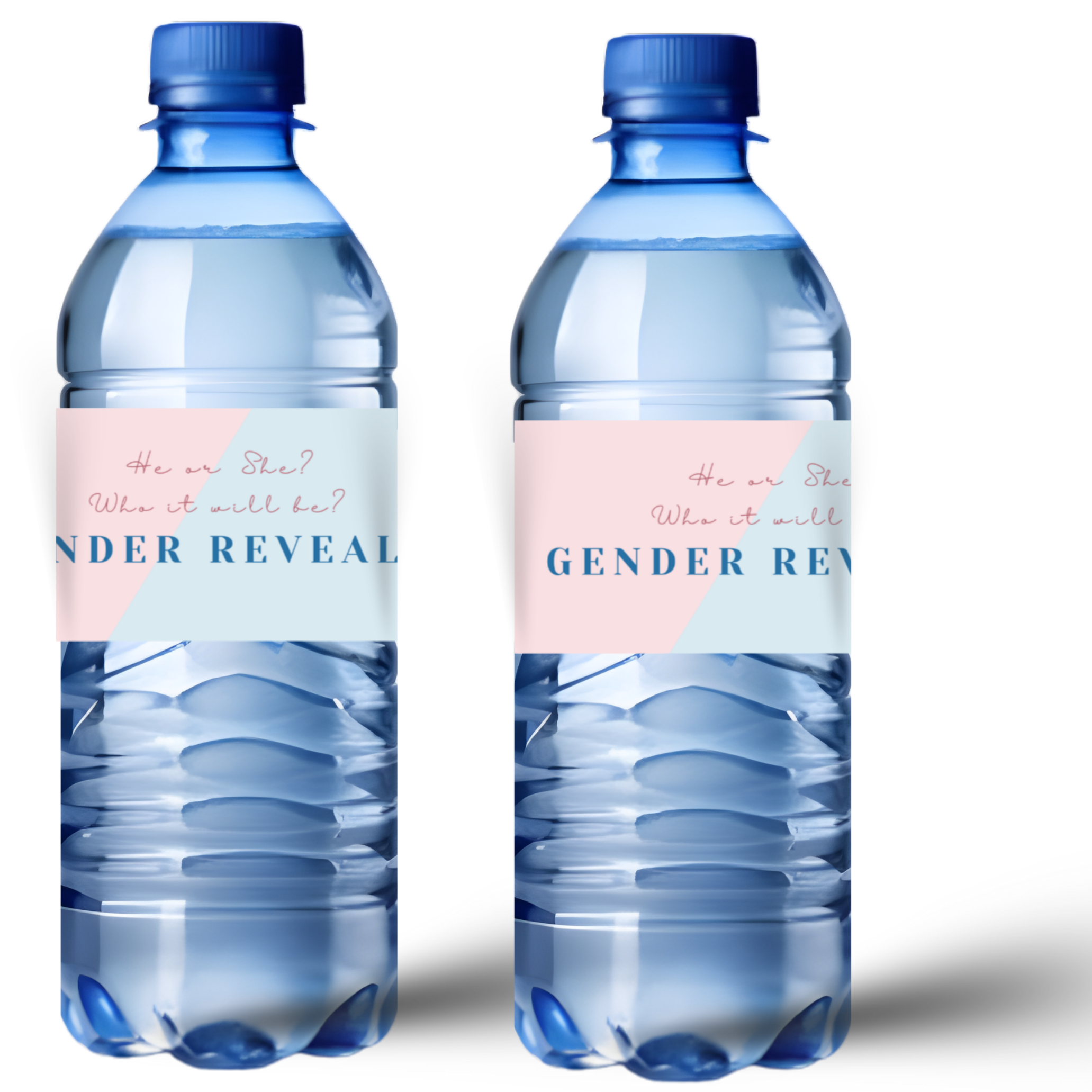 Floral Gender Reveal Water Bottle Labels | He or She Who Will Be | Baby Shower Party Decor | Glossy