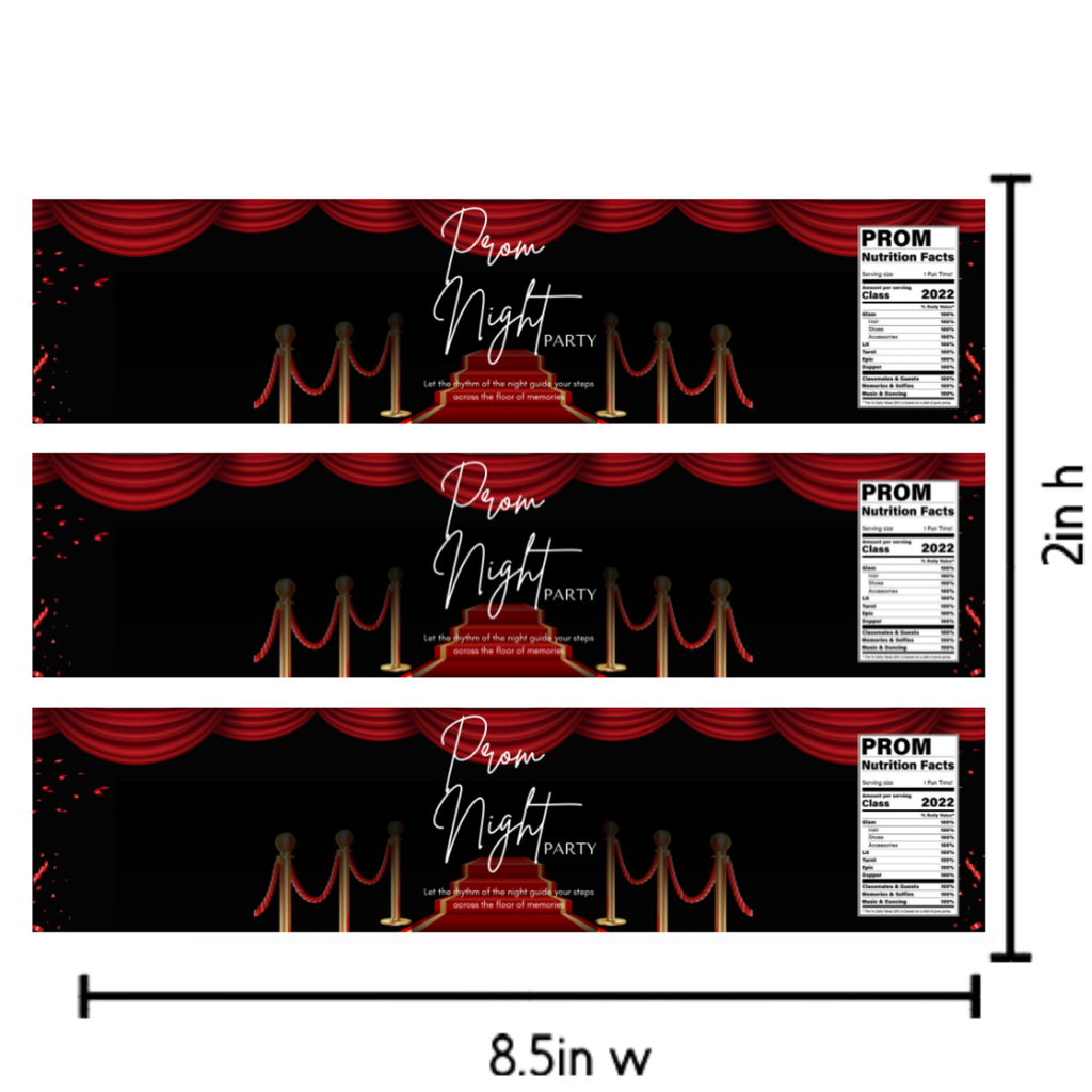 Prom Party Water Bottle Labels | Prom Night Celebration Decor | Party Table Bottle Wraps | Glossy