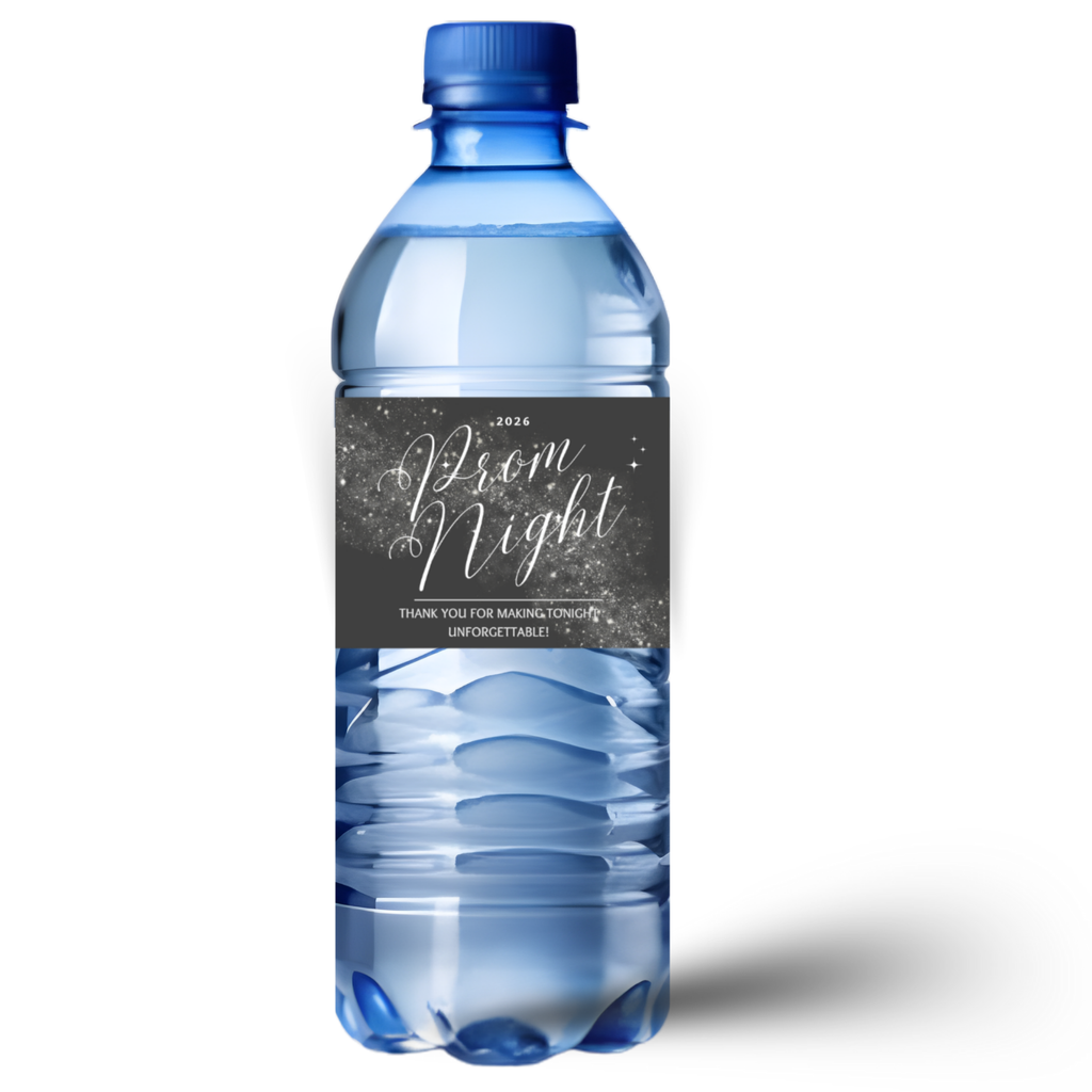 Prom Night Water Bottle Labels | Prom Night Thank You Message | Party Table Bottle Wraps |Glossy