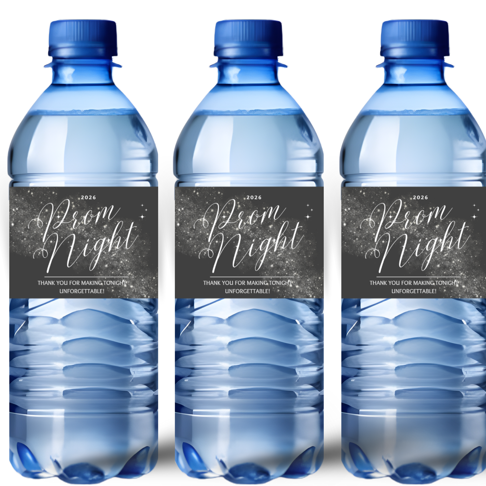 Prom Night Water Bottle Labels | Prom Night Thank You Message | Party Table Bottle Wraps |Glossy