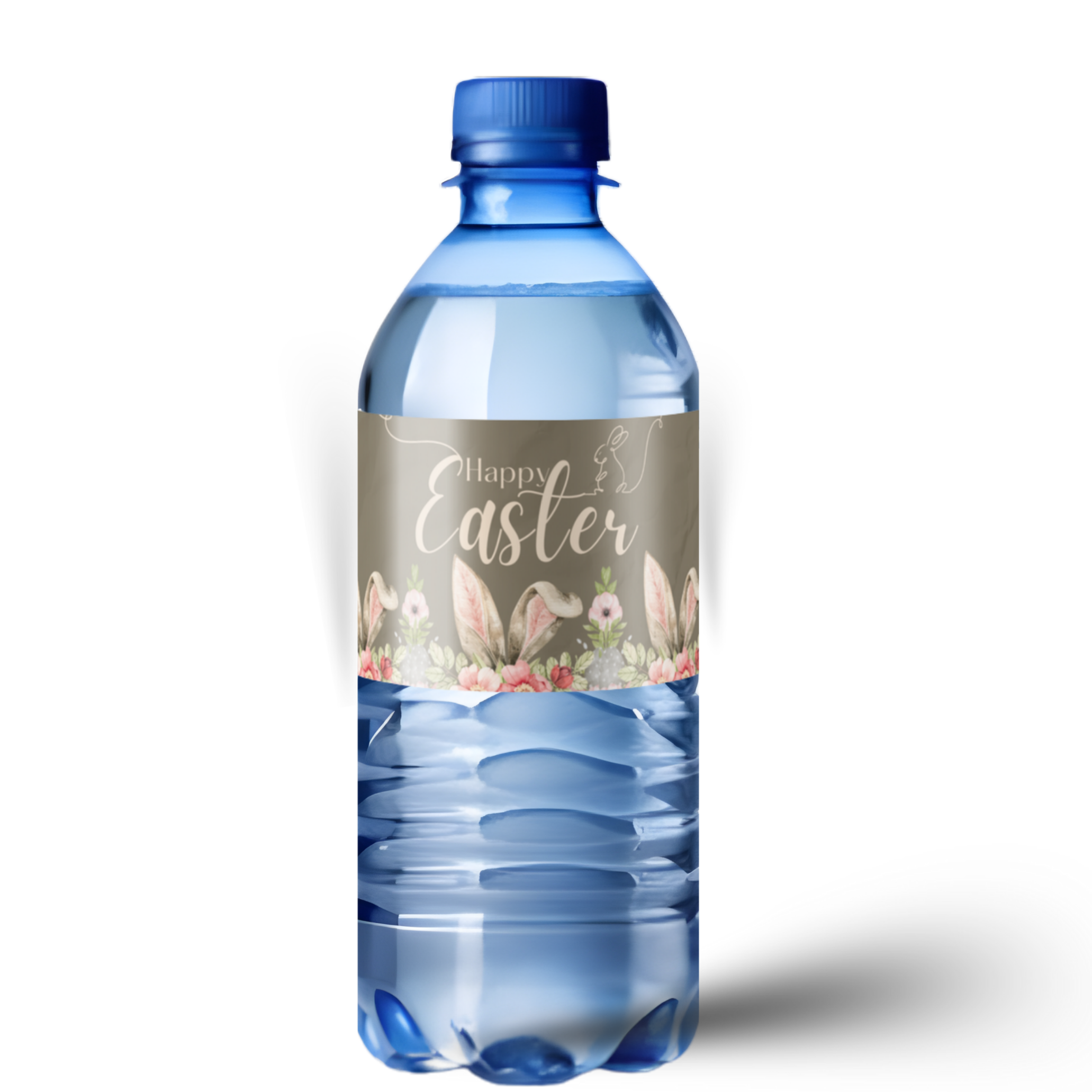 Happy Easter Water Bottle Labels | Bunny Ears Floral Design | Spring Party Decor |12ct| Glossy