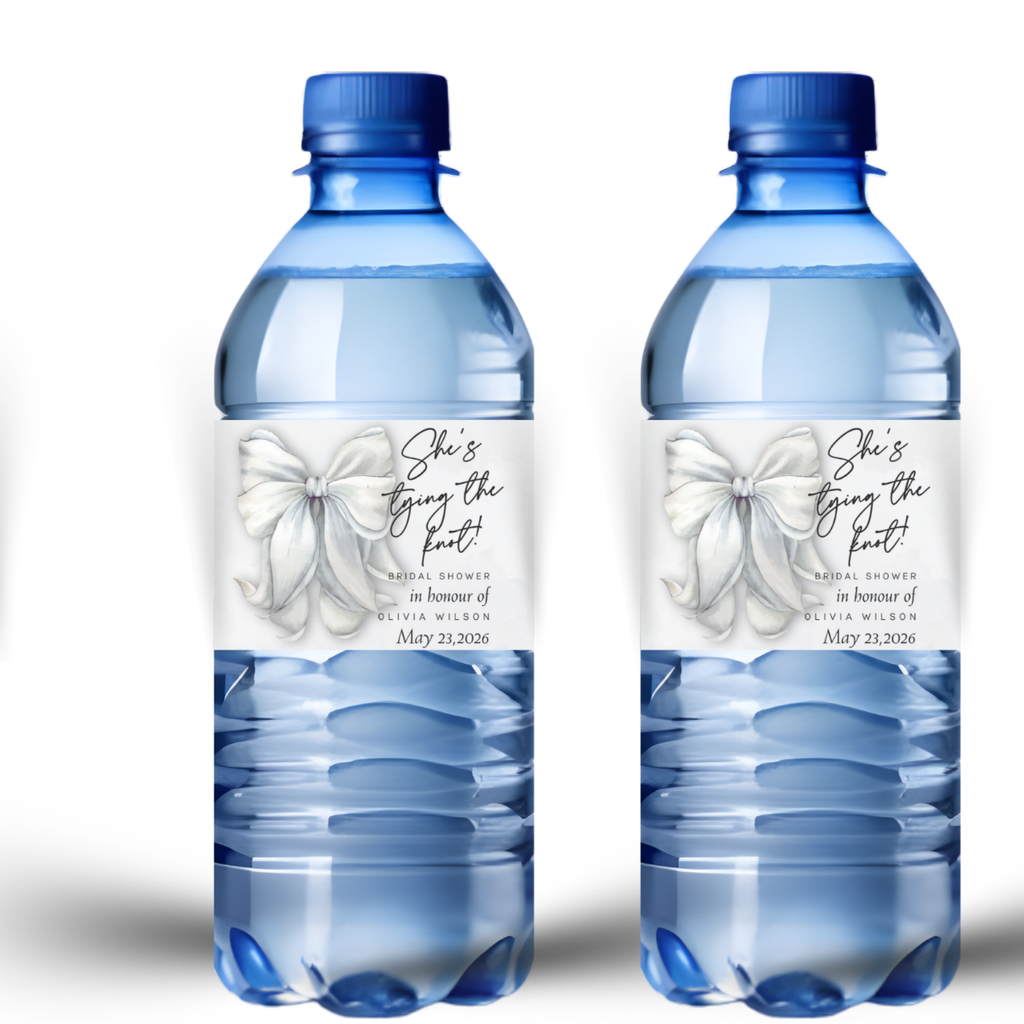 Shes Tying The Knot Water Bottle Labels | Bridal Shower Table Decor | Peel Stick| Glossy