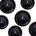 Custom shoe Paper Party Plates Set, Black w/ Blue, 60 Count, Basketball, Jumpman