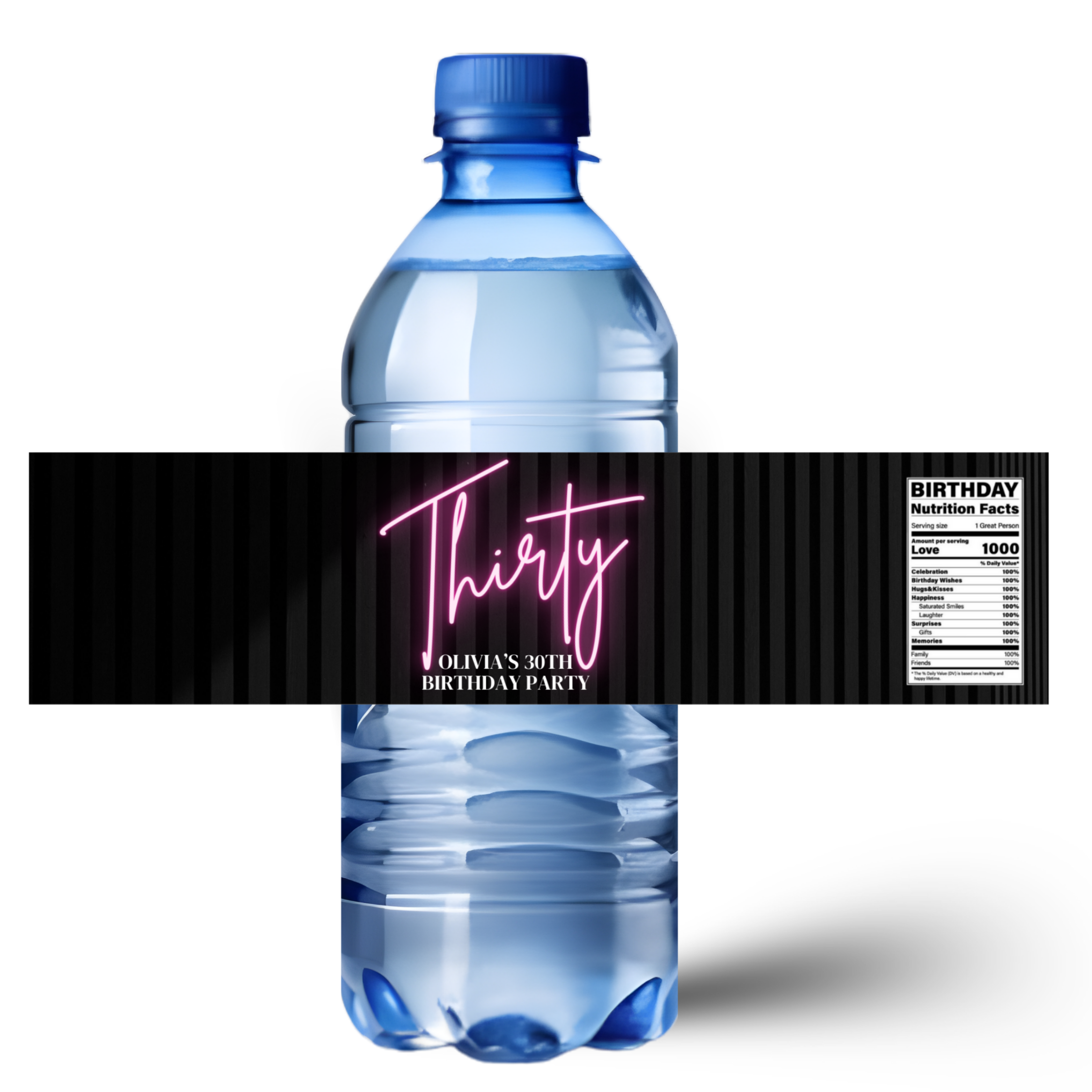 Personalized 30th Birthday Water Bottle Labels |Milestone Party favors| Party Table Accents| glossy|12ct
