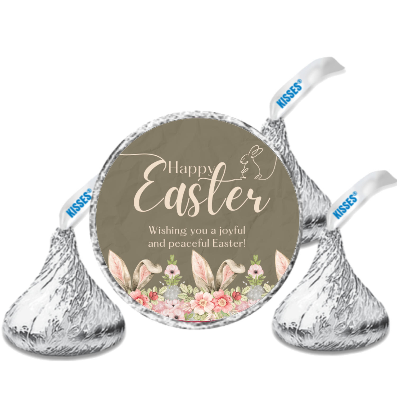 Easter Party Candy Stickers | Happy Easter Candy Labels | Bunny Floral Table Decor