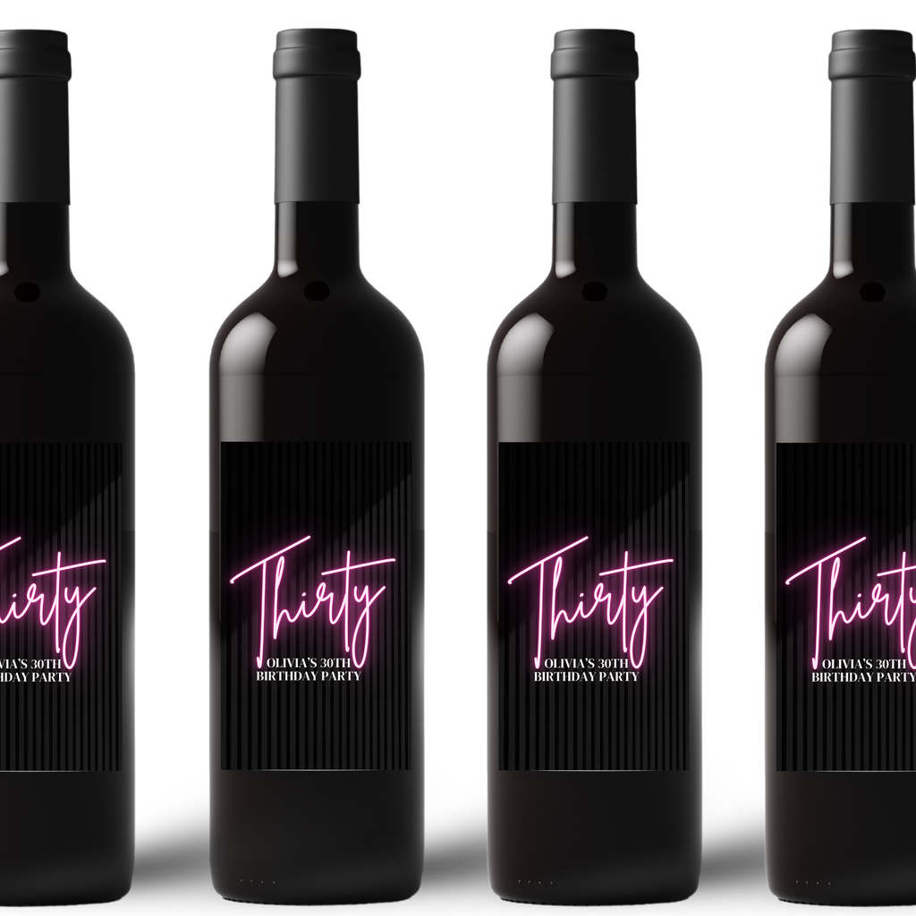 Personalized 30th Birthday Wine Bottle Labels| Milestone Celebration Decals| 30th Birthday Decor
