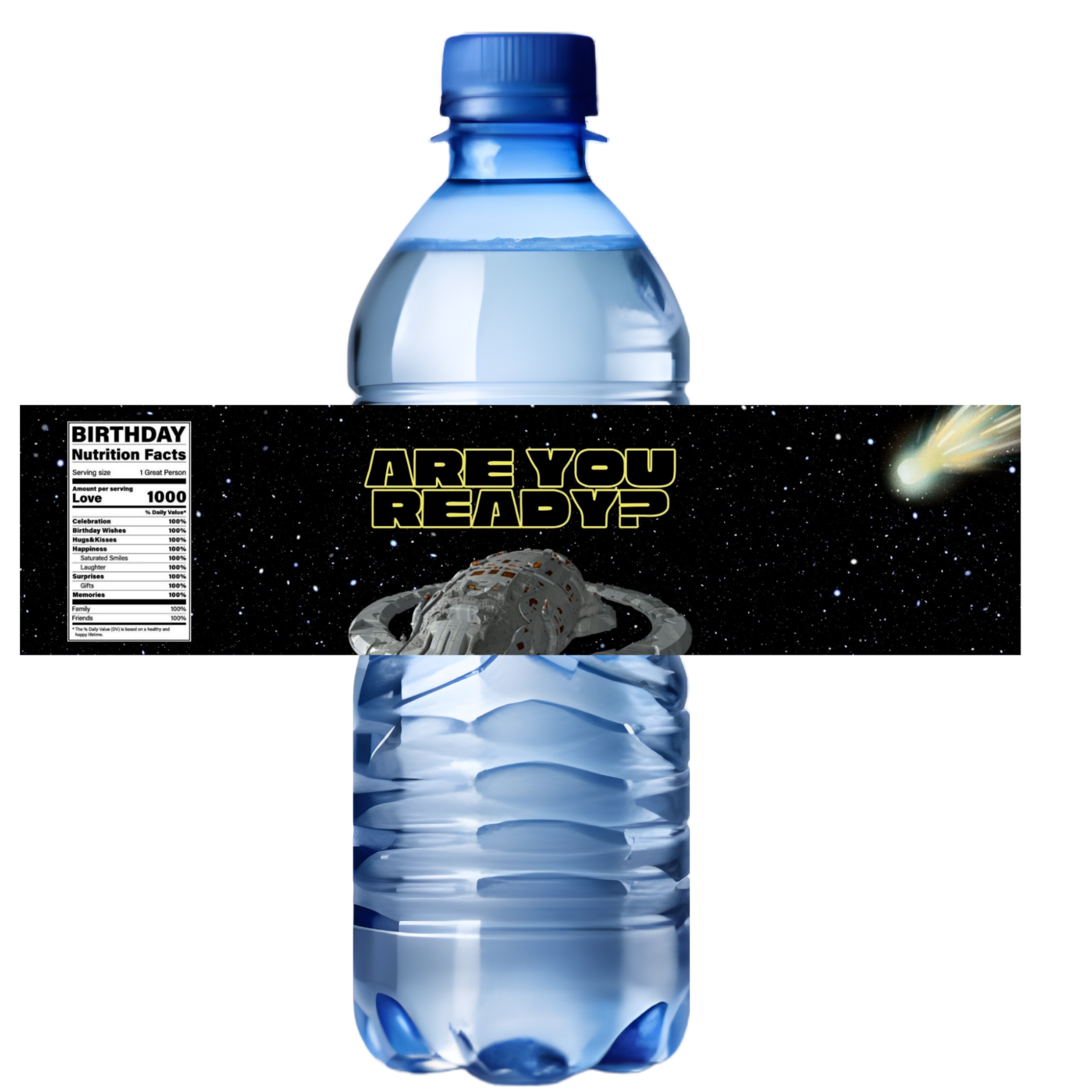 Space Theme Birthday Water Bottle Labels | Galaxy Party Decorations | Happy Birthday Bottle Wraps