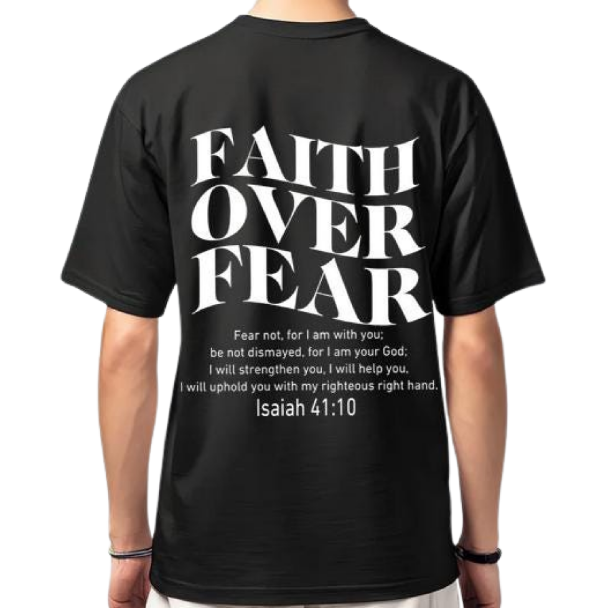 Faith Over Fear Vinyl | Isaiah 41:10 Iron-On | Custom Hoodie T-Shirt Decal | Inspirational Scripture Graphic | Durable Heat Transfer Design