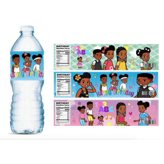 Birthday Water Bottle Labels, Gracies corner Theme Party Decorations, Set of 12