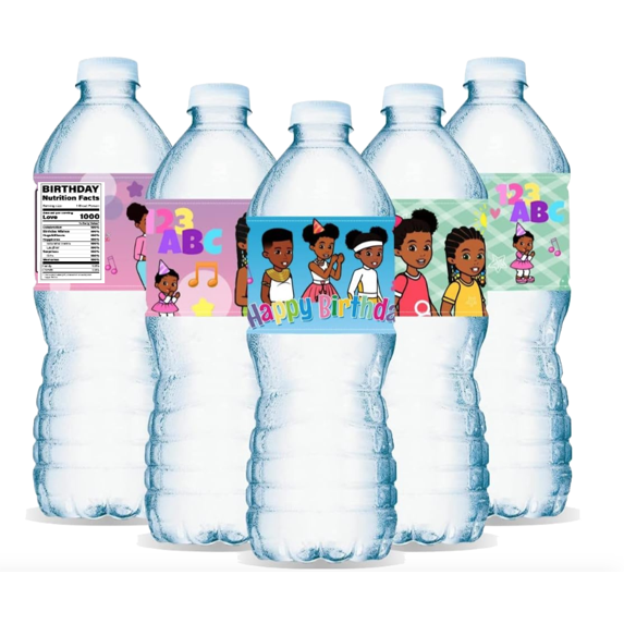 Birthday Water Bottle Labels, Gracies corner Theme Party Decorations, Set of 12