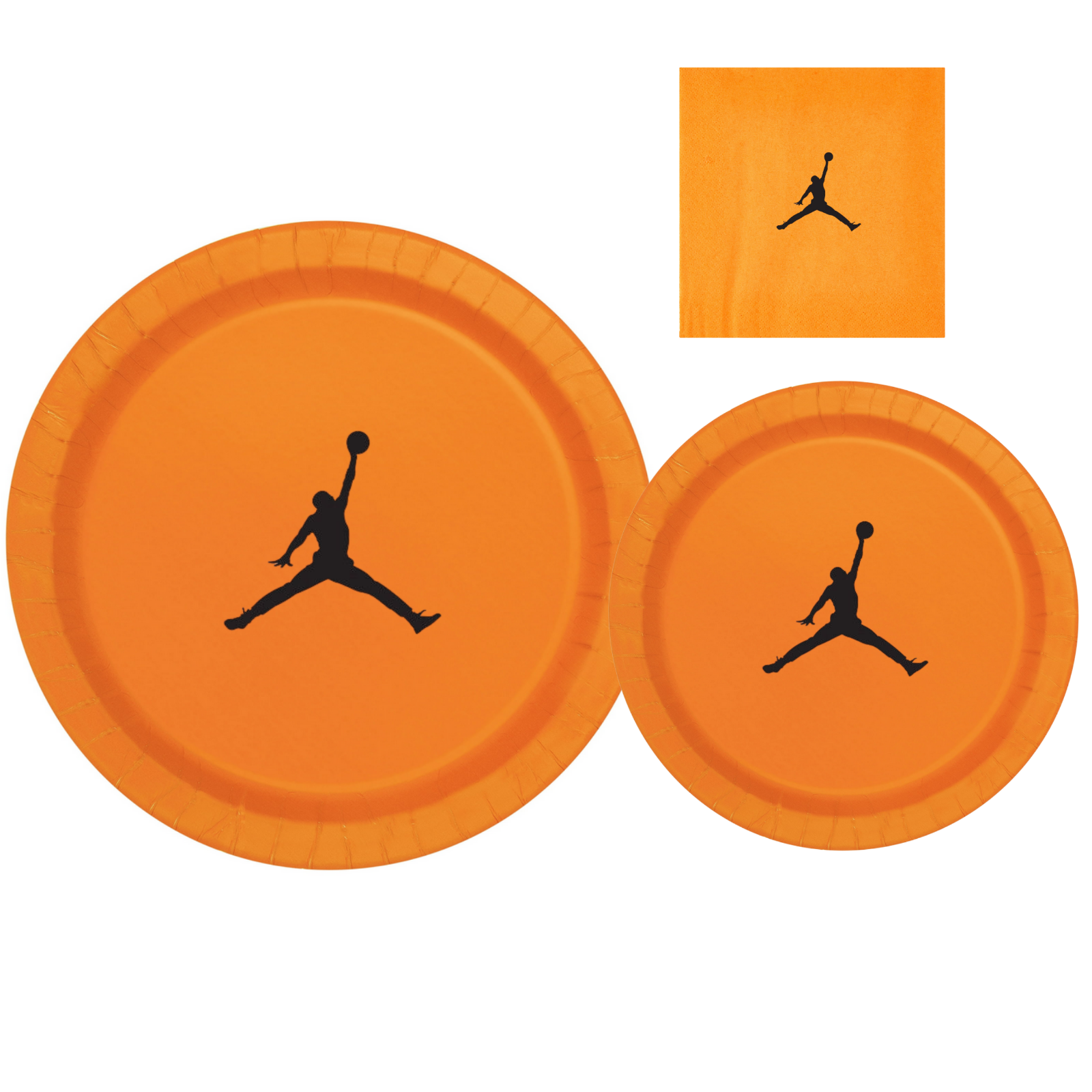 Custom shoe Paper Party Plates Set, Orange, 60 Count, Basketball Theme, Jumpman