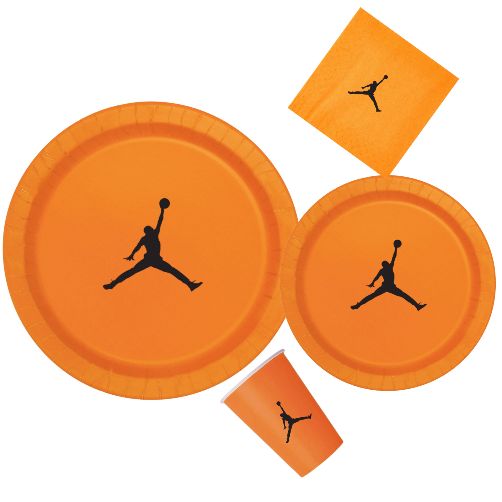 Custom shoe Paper Party Plates Set, Orange, 60 Count, Basketball Theme, Jumpman