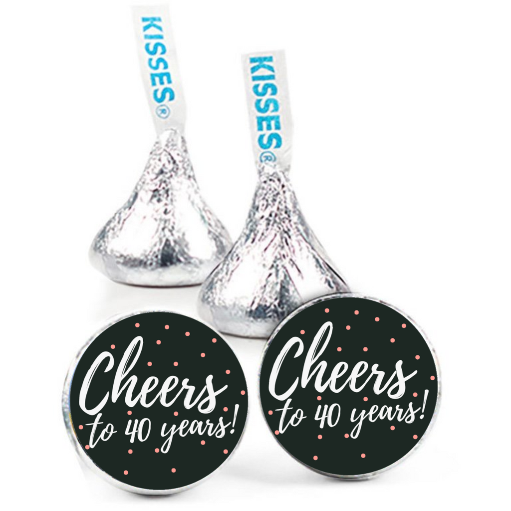 Cheers To 40 Years Candy Stickers | 40th Birthday Party Treat Decorations |