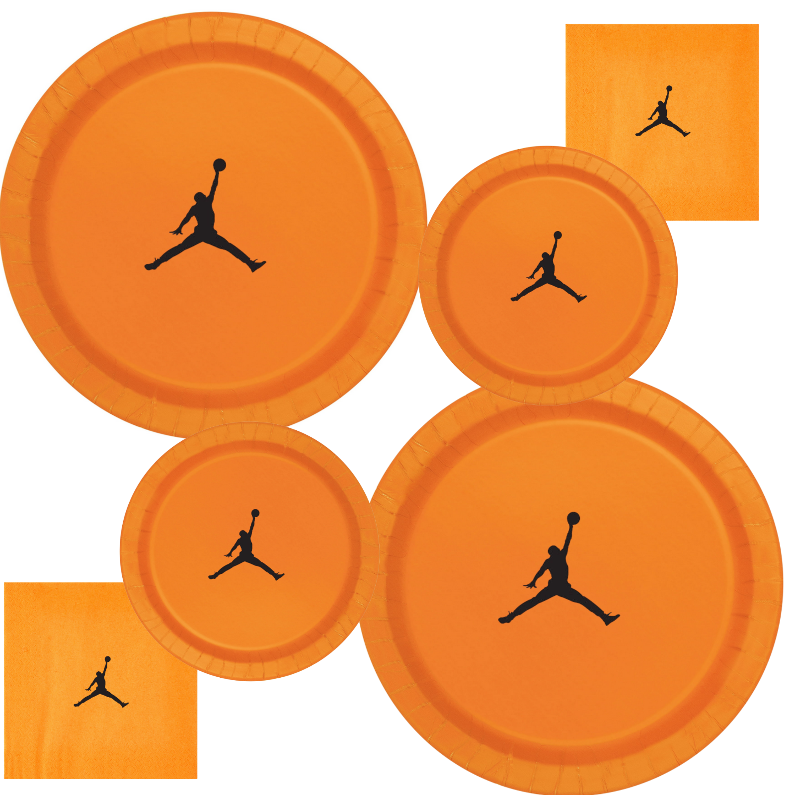 Custom shoe Paper Party Plates Set, Orange, 60 Count, Basketball Theme, Jumpman
