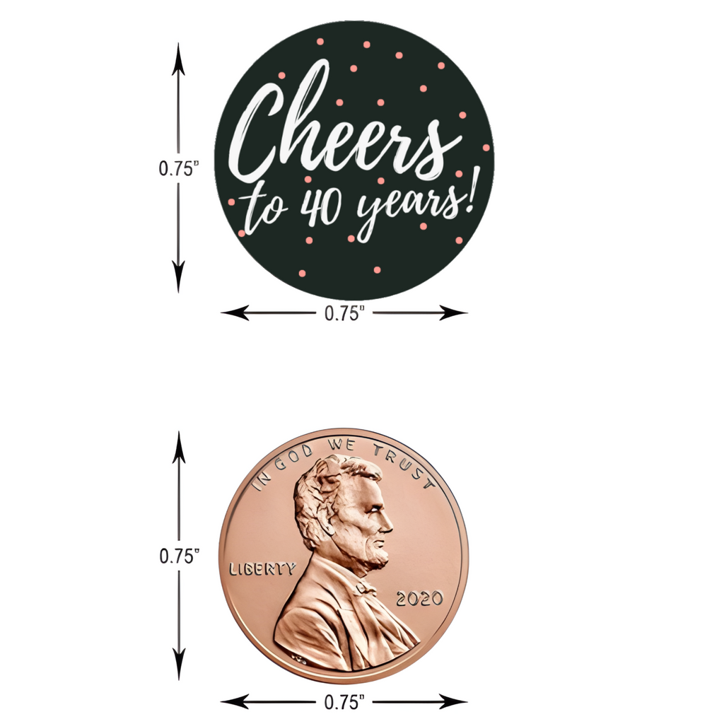 Cheers To 40 Years Candy Stickers | 40th Birthday Party Treat Decorations |