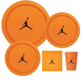 Custom shoe Paper Party Plates Set, Orange, 60 Count, Basketball Theme, Jumpman