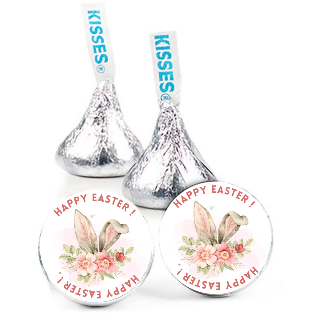 Happy Easter Stickers | Easter Kiss Candy Bottom Stickers | Bunny Ears | 100ct | Glossy