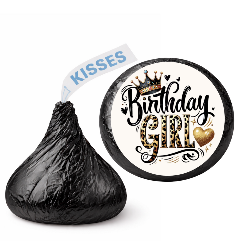 Girls Birthday Kiss Candy Stickers | Birthday Girl Phrase Design | Fun Party