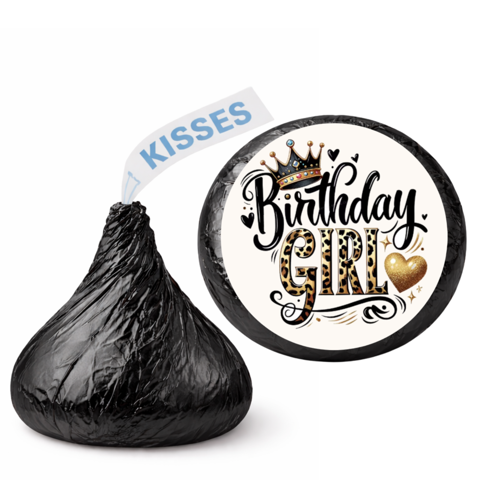 Girls Birthday Kiss Candy Stickers | Birthday Girl Phrase Design | Fun Party