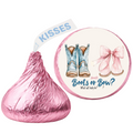 Boots Or Bow Gender Reveal Candy Kiss Stickers|Western Theme|100ct|Glossy|