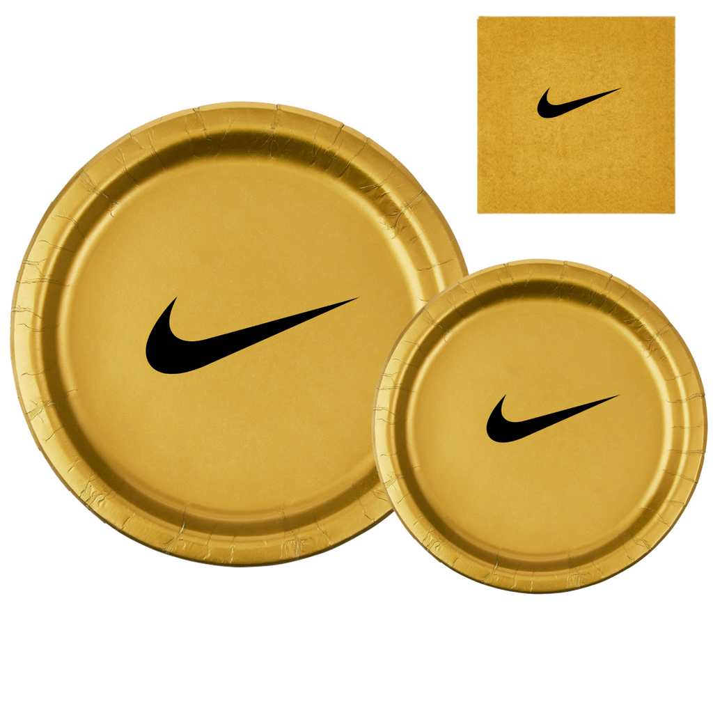 Custom Retro Basketball Party Tableware Set | Gold with Black Design | 45PCS