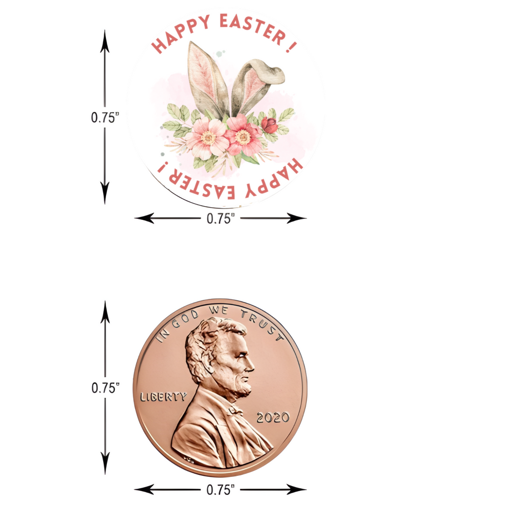 Happy Easter Stickers | Easter Kiss Candy Bottom Stickers | Bunny Ears | 100ct | Glossy